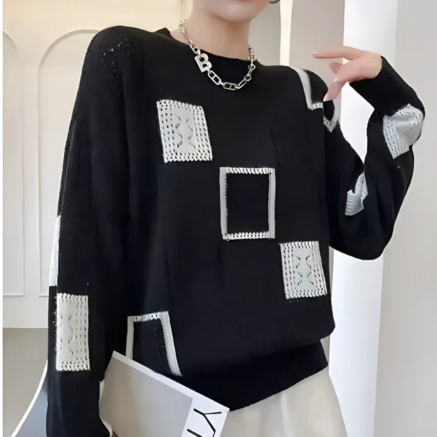 Blaire – Soft Geometric Knit Sweater