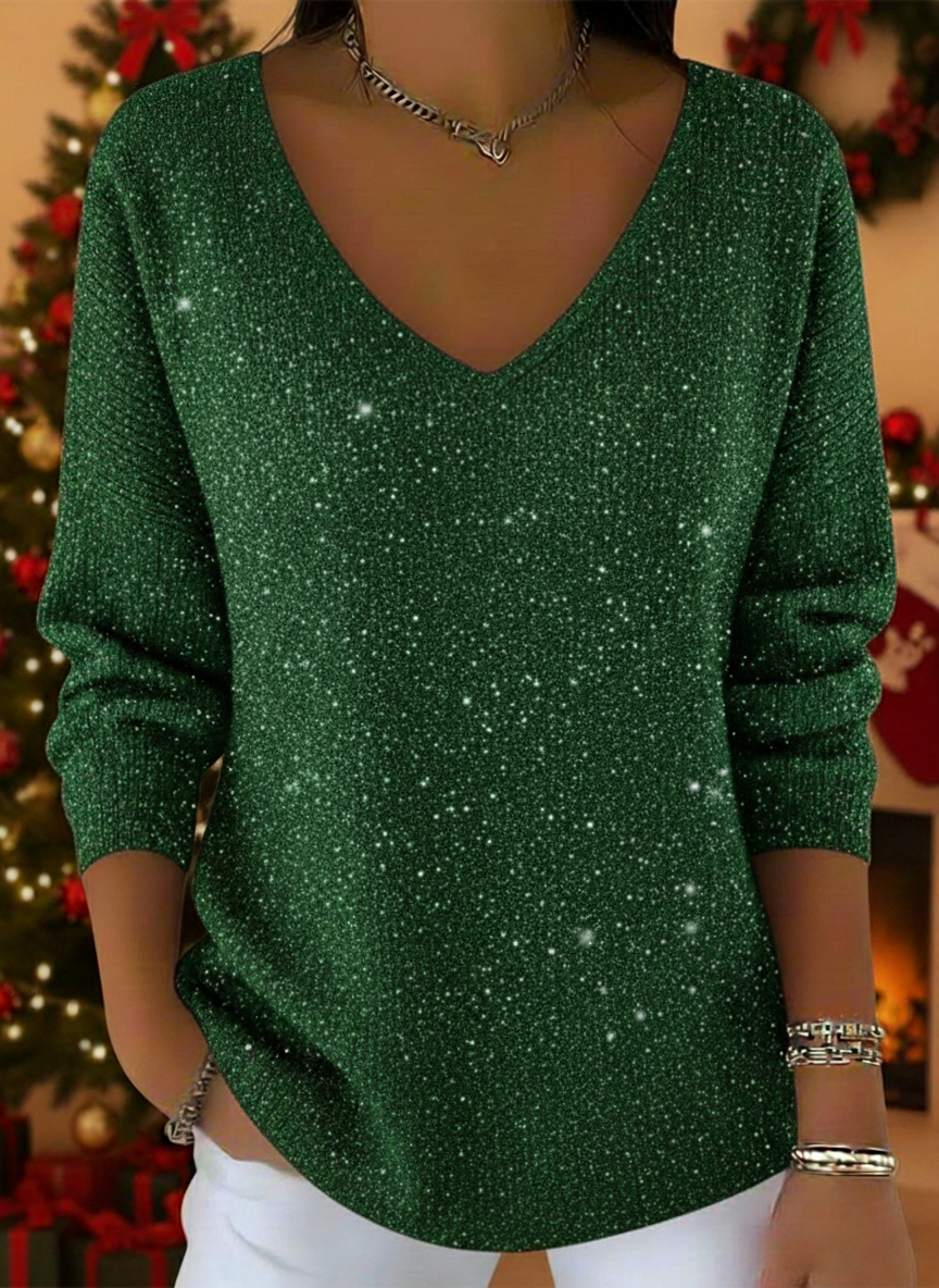 Marigold - V-neck Shiny Sweater