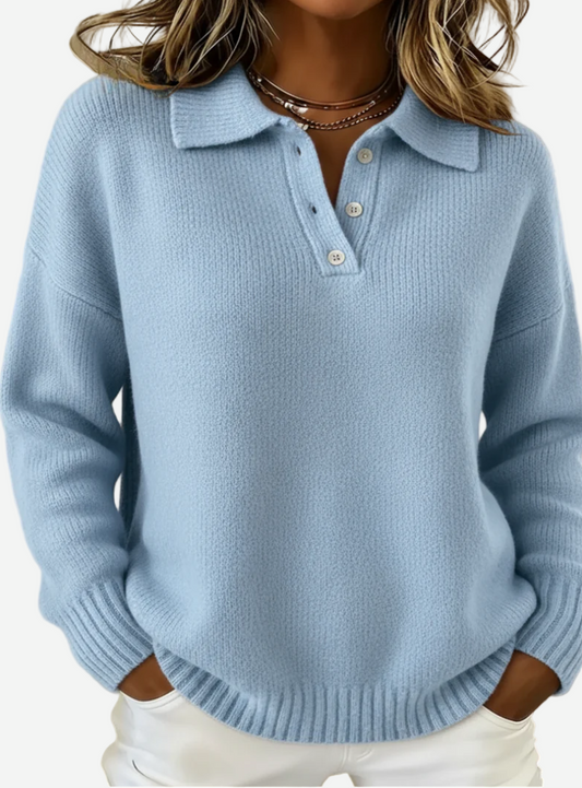 Marina - Soft Knit Polo Sweater