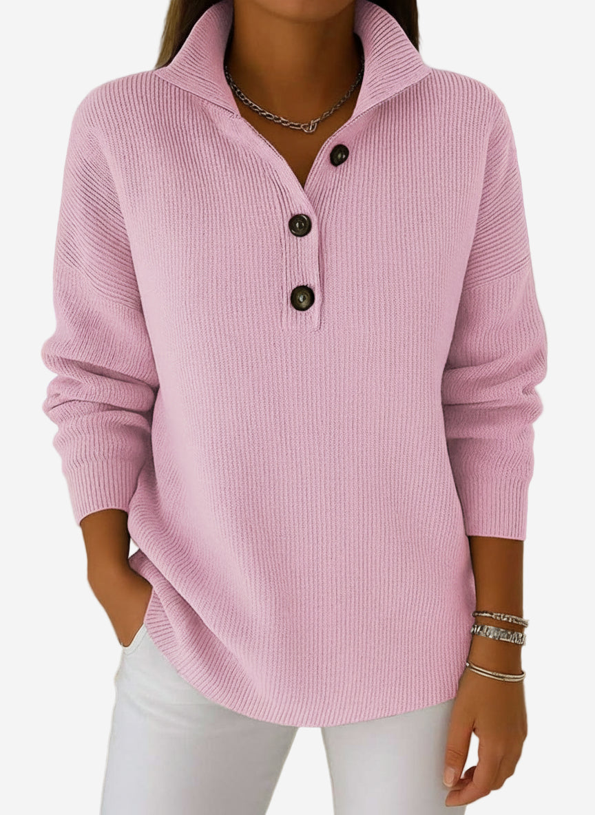 Junia - Casual Long Sleeve Stand Collar Sweater