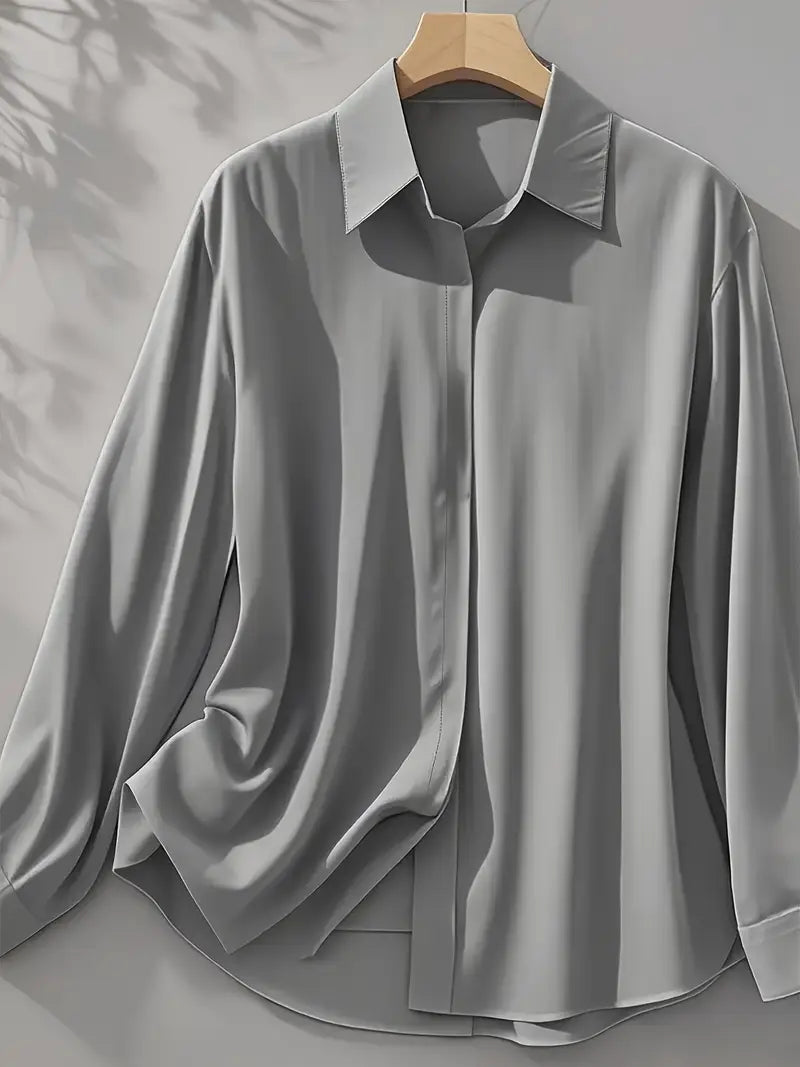 Raya™ | Elegant Long Sleeve Button-Down Top