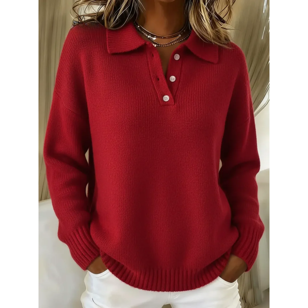 Juliette | Timeless Soft Knit Polo Sweater