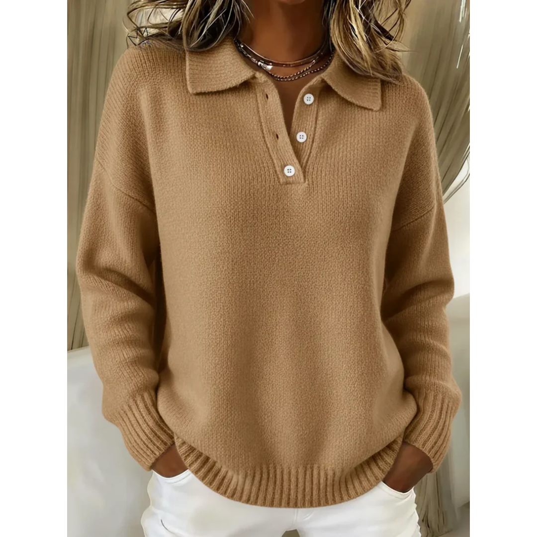 Juliette | Timeless Soft Knit Polo Sweater