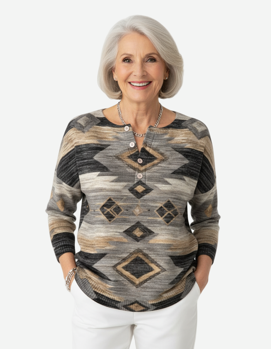 Isola - Vintage Abstract Buttoned Sweater