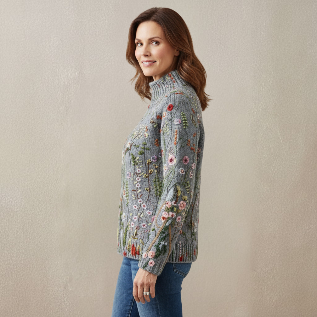 Maurine | Vintage floral print turtleneck sweater