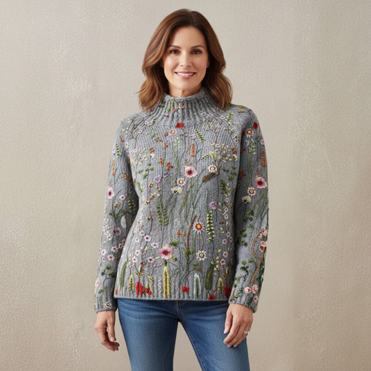 Maurine | Vintage floral print turtleneck sweater