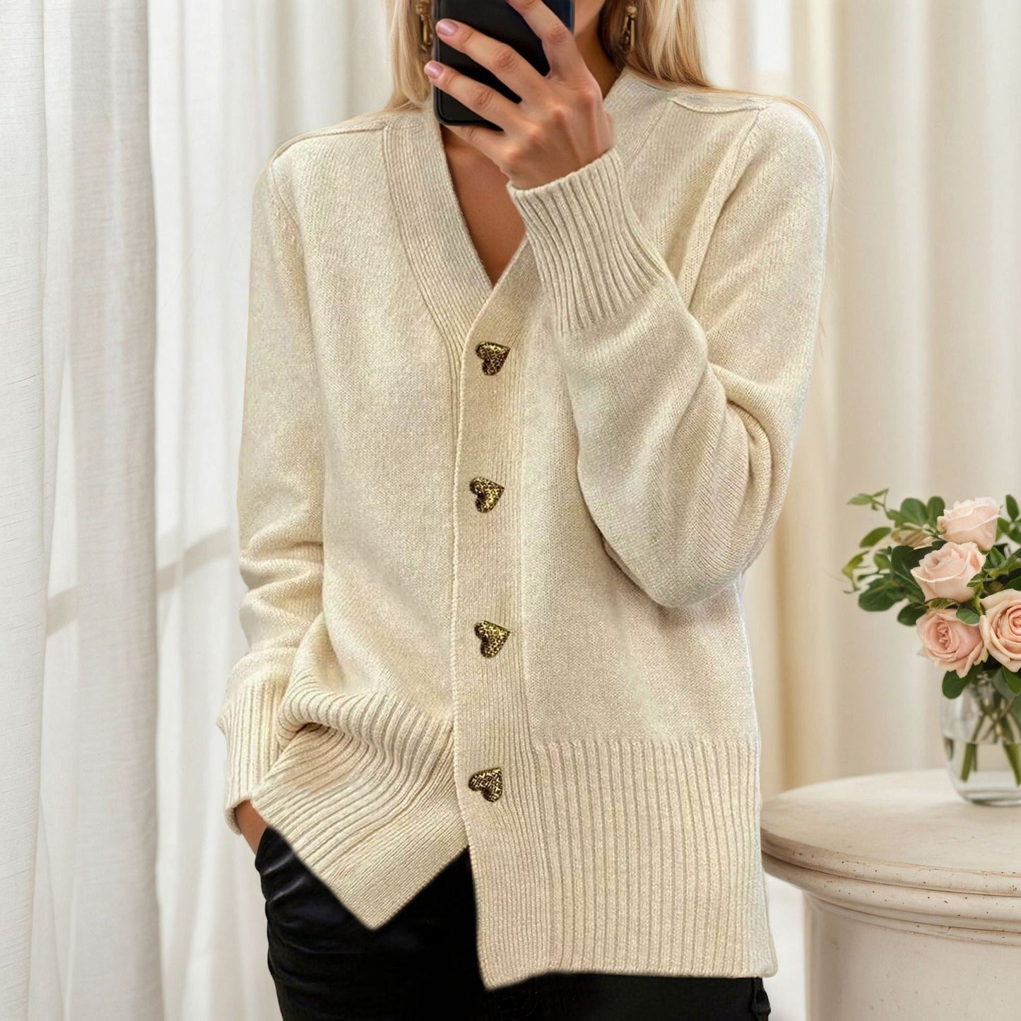 Melina™ | Soft Cardigan with Heart Buttons
