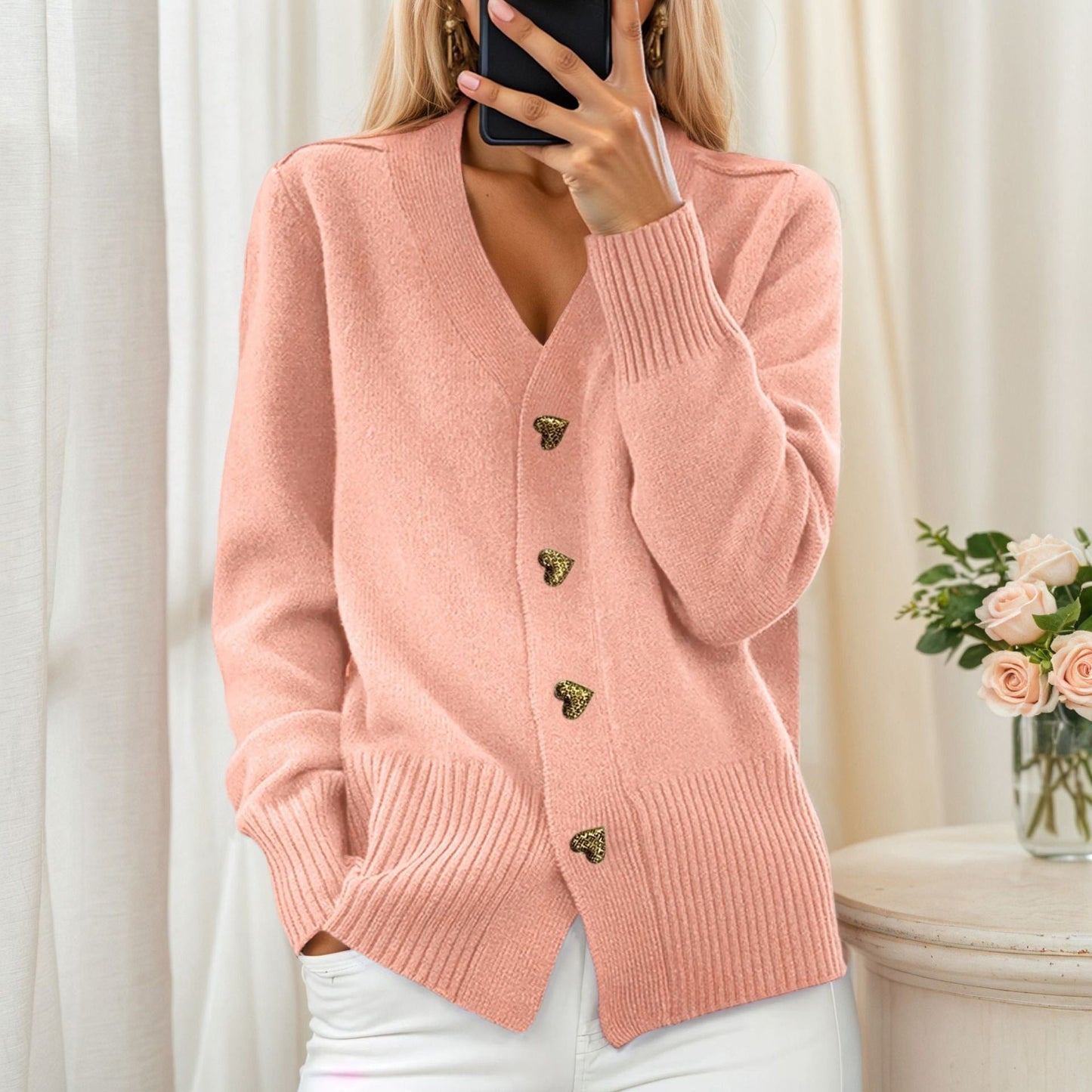 Melina™ | Soft Cardigan with Heart Buttons