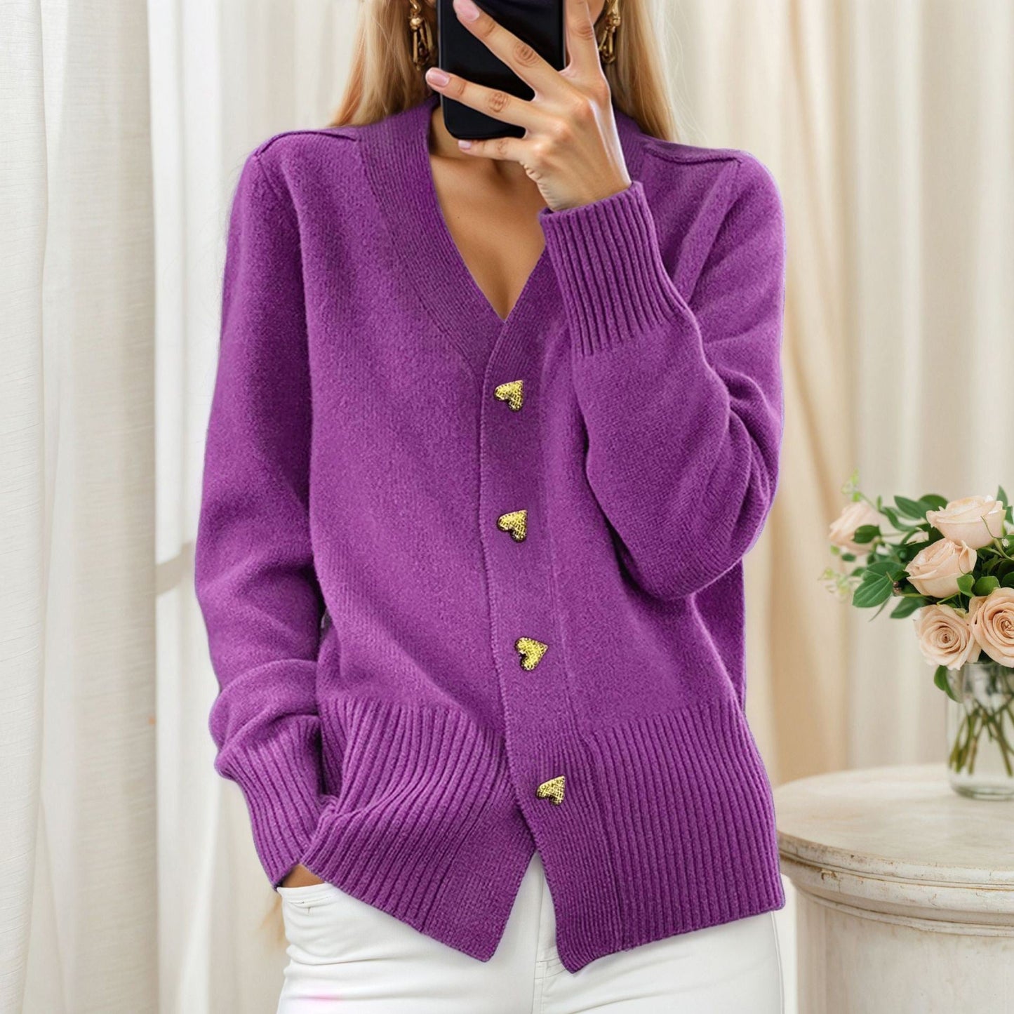 Melina™ | Soft Cardigan with Heart Buttons