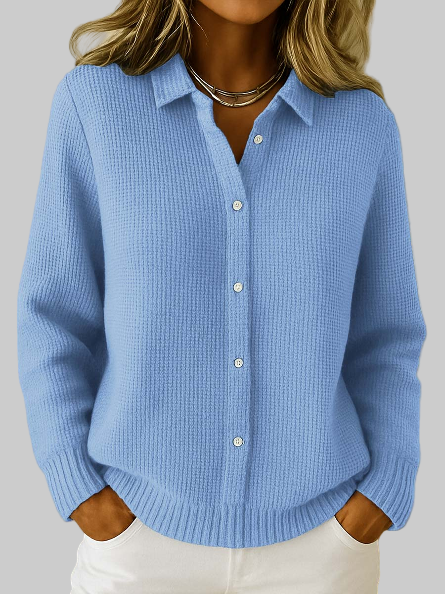 Esperanza - Chic Shirt Collar Cardigan with Long Sleeves