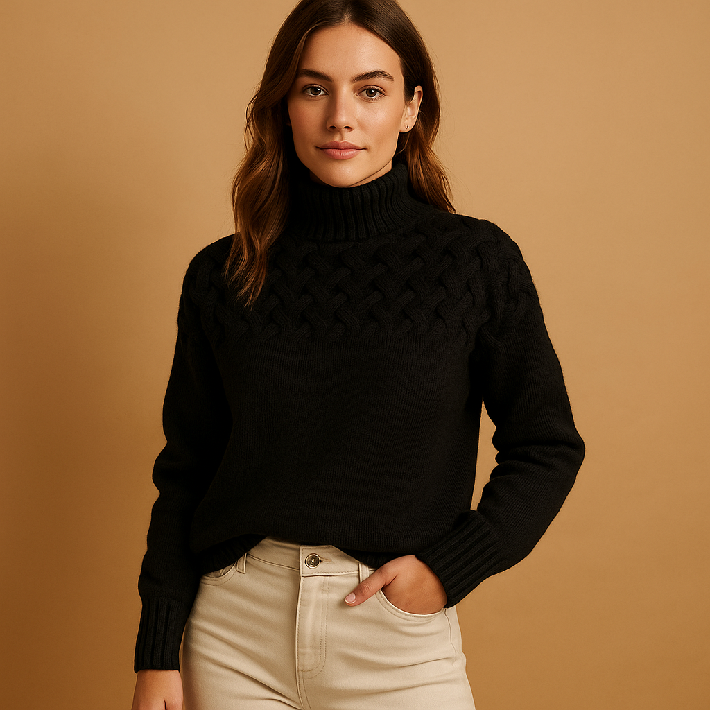 Elora — Long Turtleneck Knit Sweater
