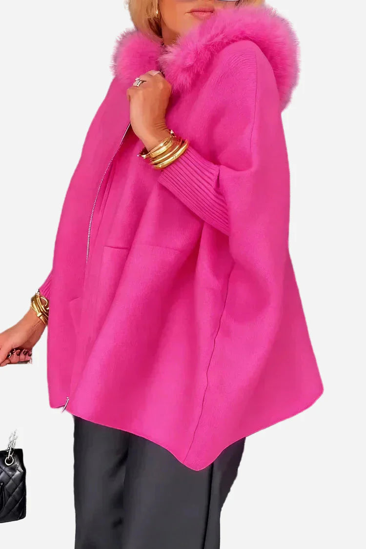 Amara - Casual Full-zip hoodie with Faux Fur Collar