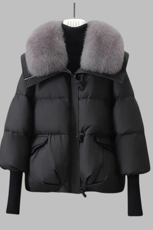 Elise - Winter Parka Coat with Fur Collar